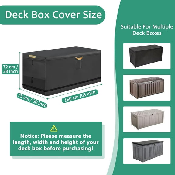 Outdoor Deck Box Cover with Waterproof Zipper, 600D Heavy Duty Storage Cover for  Garden