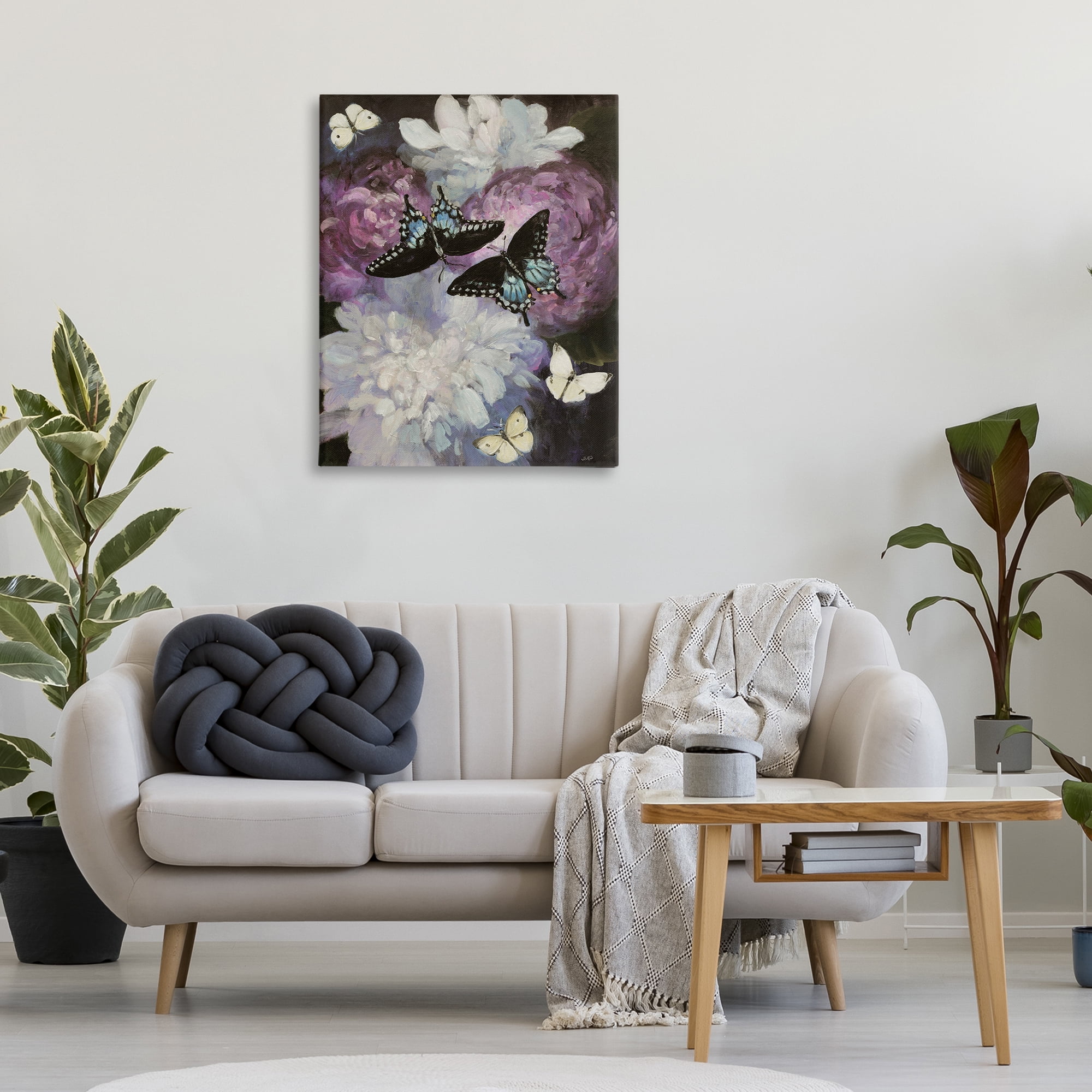 Stupell Industries Midnight Garden Butterflies Animals & Insects Painting Gallery Wrapped Canvas Art Print Wall Art, 30 x 40