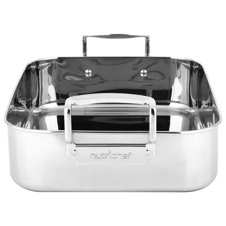 

NutriChef Roasting Pan with Polished Rack Handle and Stainless Steel