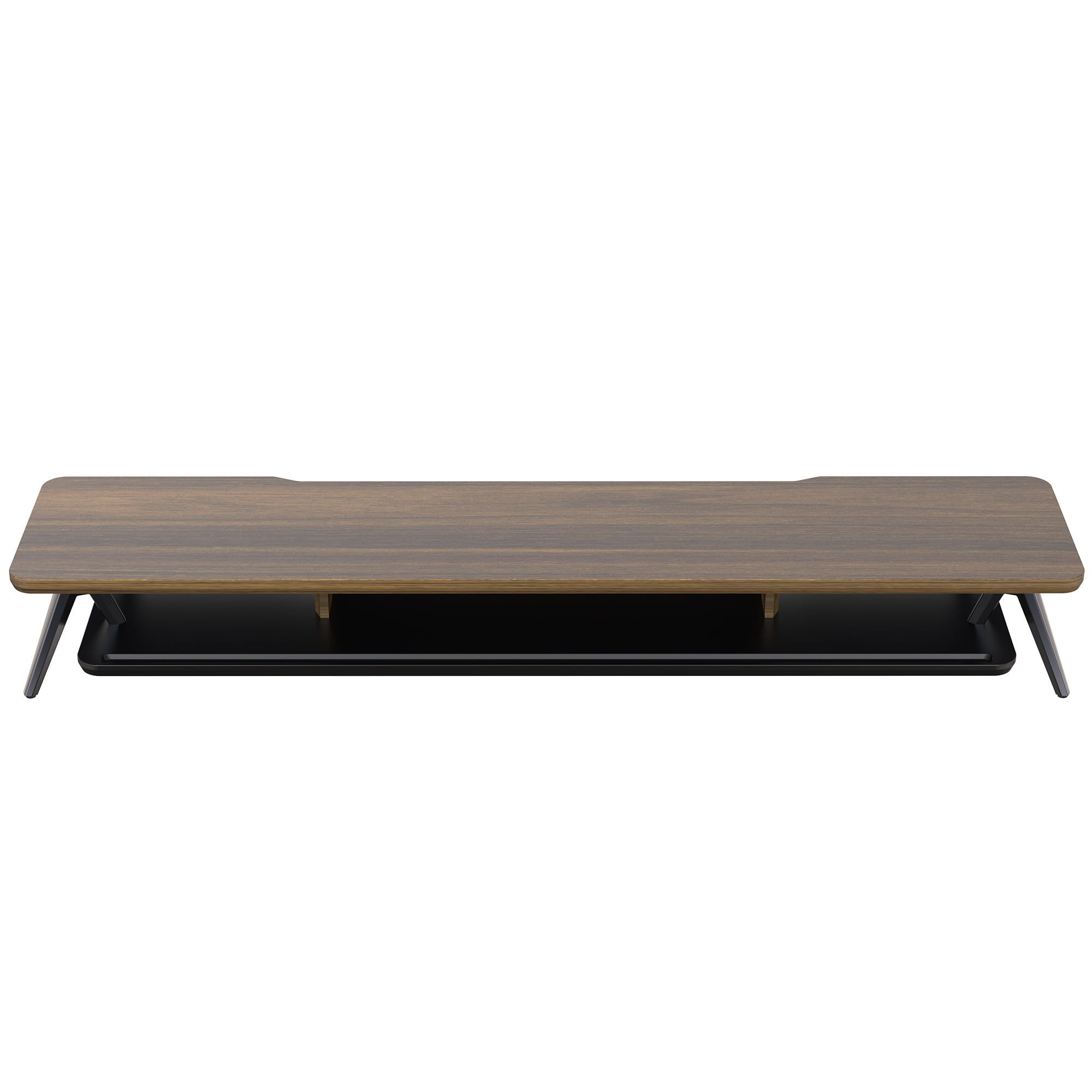 Dual Monitor Stand, 42.5 Inch Wood Desk Shelf with Storage Organizer and Cable Management for Office Desk Accessories