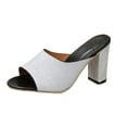 thumbnail image 2 of Sandals Women Chunky High Heel Slipper Dressy Summer Slip On Sandals Fashion Open Toe Slide Sandal, 2 of 4