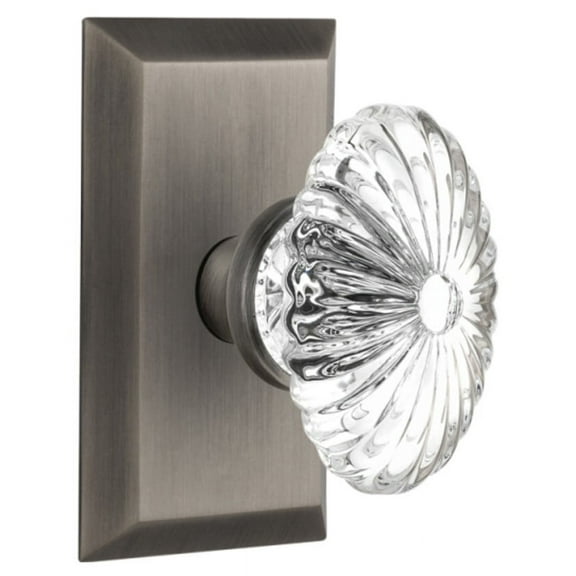 Nostalgic Warehouse Stuofc_Prv_234_Nk Oval Fluted Crystal Solid Brass Privacy Door Knob