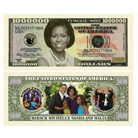 5 Michelle Obama Million Dollar Bills with Bonus “Thanks a Million” Gift Card