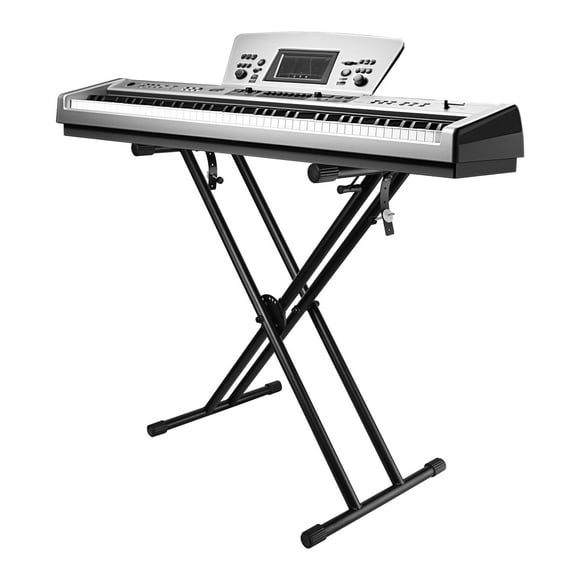7 Position Height Adjustable Piano Keyboard Stand with One-Hand Control, Heavy Duty Double-Brace X Folding Electronic Piano Stands No Need Assembly