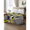 thumbnail image 2 of Yellow Geometric Twim Size Flat Sheet, Wrinkleproof & Fadeproof Cooling Flat Bed Sheet Only, Gray Black Retro Abstract Stripes Lines Breathable Soft Bedding Top Sheets 66 x 96 Inches, 2 of 8