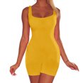 thumbnail image 2 of Tuphregyow Women's Solid Color Yoga Jumpsuit Comfortable Romper for Casual and Sports, Summer Beachwear Athletic Workout Women Slim Jumpsuit Yellow L, 2 of 5