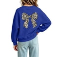 thumbnail image 4 of Risckoth Girl's Leopard Bow Print Crew Neck Sweatshirt, Long Sleeve Solid Casual Fall Winter Pullover, 4 of 7