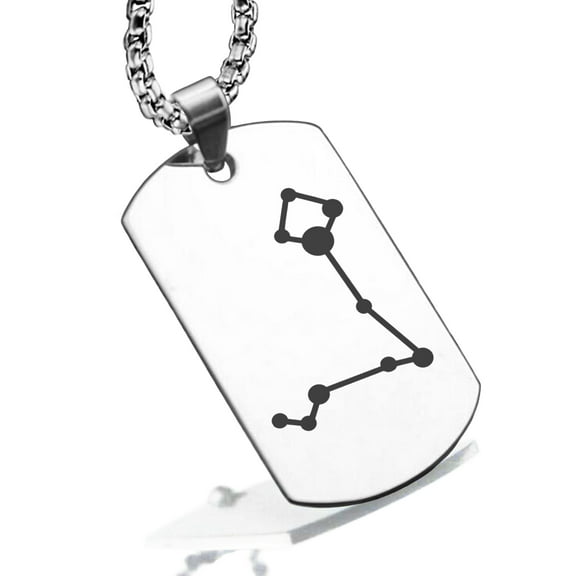 Stainless Steel Pisces (Two Fishes) Astrology Constellation Dog Tag Pendant Necklace