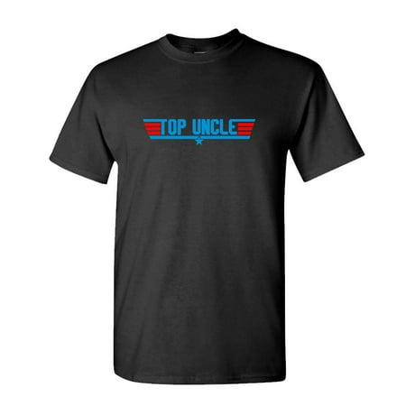 TOP UNCLE - Funny Father's Day Gift Joke - Unisex Cotton T-Shirt Tee Shirt (Black, XL)