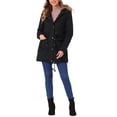 thumbnail image 2 of Allegra K Chaqueta de abrigo de invierno para mujer, abrigo acolchado largo y a prueba de viento con capucha de piel sintética L Negro Allegra K Funda de cojín para sofá, 2 of 6
