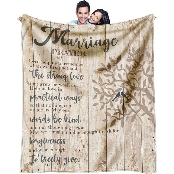 Christmas Wedding Gifts for Couples 2024, Bridal Shower Gift for Bride to Be, Best Bride Gifts for Wedding Day, Unique Newlywed Xmas Gifts for Couples, Marriage Prayer Throw Blanket 60 x 50 Inch
