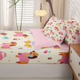 thumbnail image 5 of Homewish Kawaii Dachshund Dog Zipper Twin Comforter Sets with Fitted Sheet and 2 Pillowcases,Cartoon Pet Zipper Bedding Set,Car Cherry Bow Decor,Pink Reversible,4pcs, 5 of 8