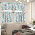 thumbnail image 2 of Pink Rose Kitchen Curtains and Valances Set Daisy Rod Pocket Tier Curtains 3-Piece House Decor Curtains for Living Room Bedroom Bathroom Easy to Install Kitchen Valance Curtains, 2 of 6