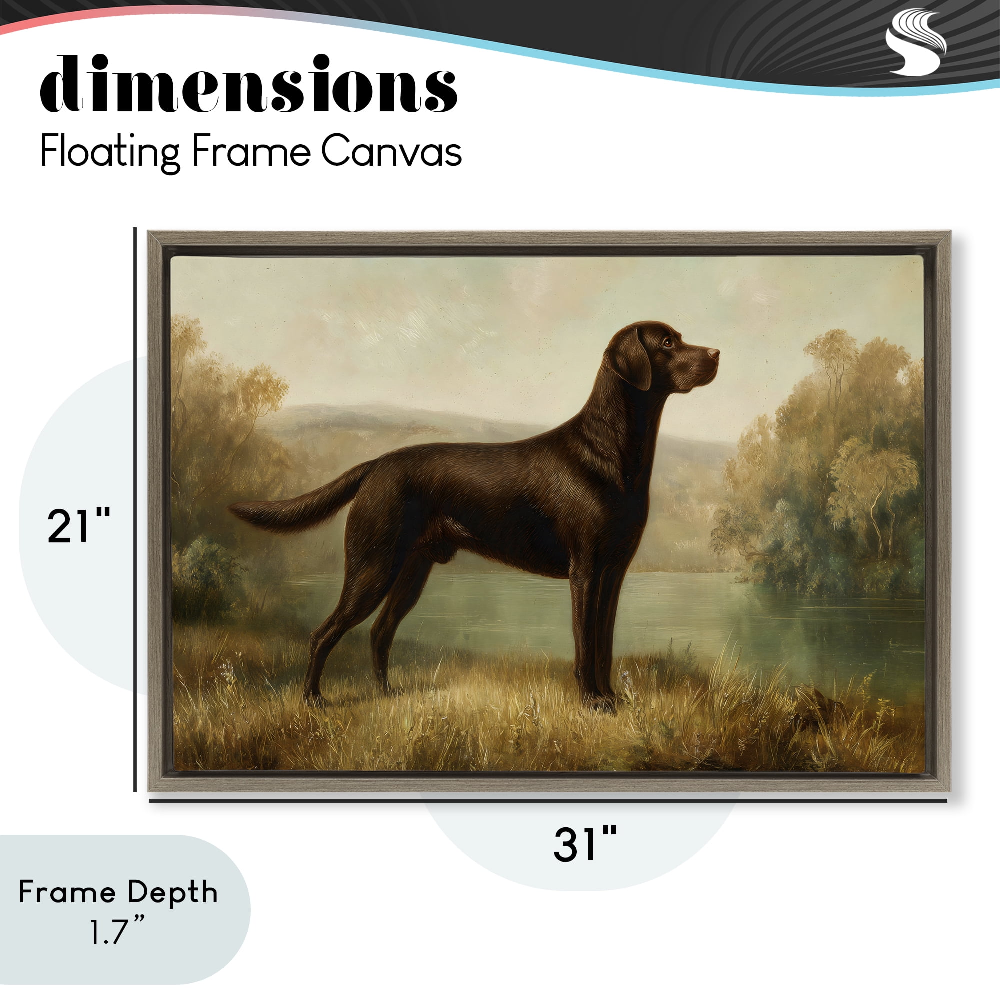 Stupell Industries Chocolate Brown Labrador Brown Framed Floater Canvas Wall Art, design by Petal Prints Design