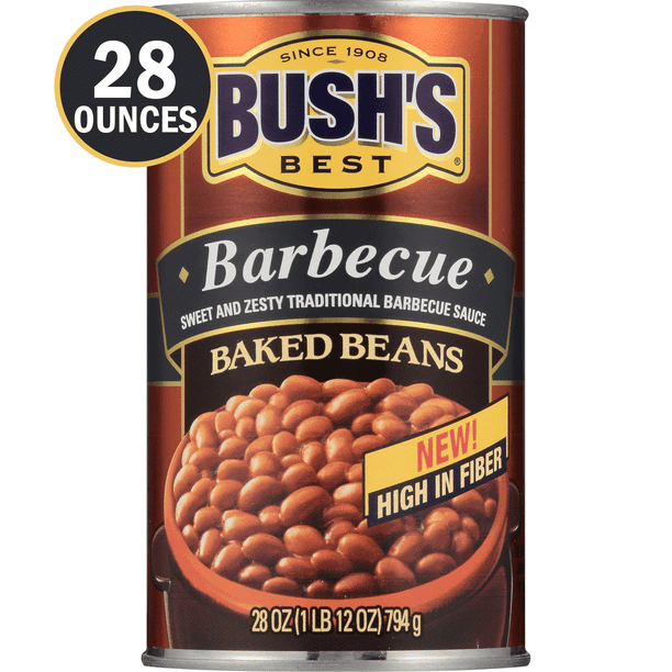 BUSH'S Barbecue Baked Beans, Canned BBQ Beans, 28 oz