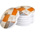 thumbnail image 1 of FMSHPON Geometric Abstract Oil Painting Style Orange Set of 4 Car Coaster for Drinks, Absorbent Ceramic Stone Coasters Cup Mat with Cork Base for Home Kitchen Room Coffee Table Bar Decor, 1 of 5