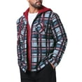 thumbnail image 4 of Chaqueta acolchada con capucha y cremallera INSPIRE CHIC para hombre, con cordón, estilo shacket de cuadros, XL, rojo y gris, 4 of 6