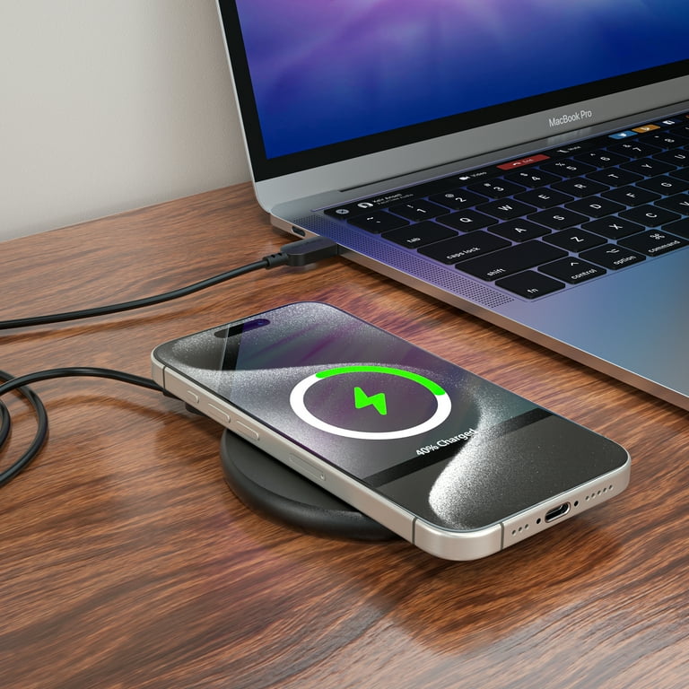 Onn+ 10W Wireless Charging Pad, Qi Compatible, with 5ft USB-C