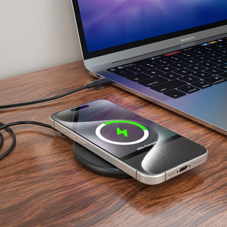 ONN 10W WIRELESS CHARGING PAD WITH 5FT USB-C CABLE AND WALL ADAPTER, QI CERTIFIED, BLACK – COMPATIBLE WITH IPHONE 17/16/15/14/13/12 SERIES, SAMSUNG GALAXY, NOTE, PIXEL DEVICES