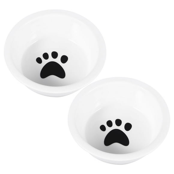 2Pc Ceramic Dog Bowl for Dish Water Paw Dog Food Bowl Pet Puppy Cat Feeder
