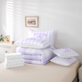 thumbnail image 6 of Manfei Purple Chic Bow Tie 7 Pieces Full Size Bedding Sets,Initial Alphabet T Pattern Full Size Bed in a Bag,Reversible, 6 of 7