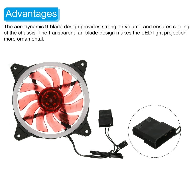MECCANIXITY 3-Pack RGB Computer Case Fans - 120mm Silent Cooling Fans With Red LED