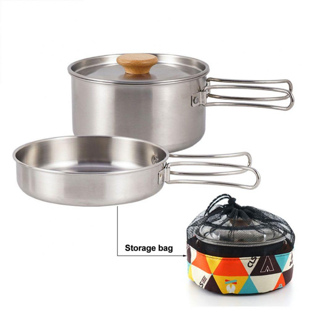Popvcly 2pcs Camping Cookware Mess Kit,NonStick Lightweight Pots Set Portable Outdoor Cookware