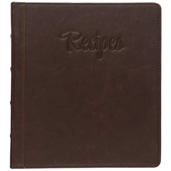 Samsill Classeur de Recettes 8.5x11, Classeur de Recettes 3 Anneaux pour Contenir Toutes Vos Recettes et Cartes de Recettes, Classeur de Recettes Familiales Design Audacieux (1 Pouces, Script Marron)