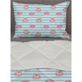 thumbnail image 3 of Dog Lover Comforter & Sham Bedding Set, Pug Heart Glasses in Donuts Striped Backdrop, 3 pcs Duvet Set Microfiber Filling Quilt, 5 Sizes, Multicolor, by Ambesonne, 3 of 4