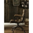 thumbnail image 2 of Leather Office Chair With Vintage Aesthetics - High Back, Fixed , Brown Whiskey Sitting Metal Base, Color, 2 of 2
