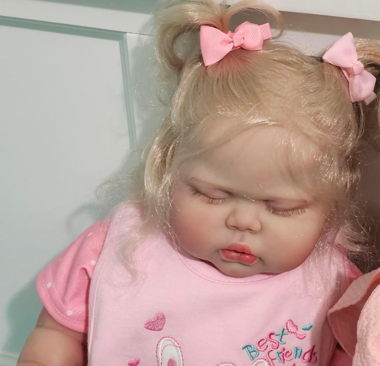 24 inch Realistic Reborn Baby Dolls, Cloth Body Lifelike Newborn Sleeping Chubby Baby with Toy Accessory, Lifelike Newborn Doll for Girls Ages 3+