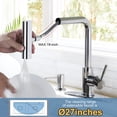 thumbnail image 3 of Wowow Pull Down Waterfall Kitchen Faucet with Soap Dispenser and 3-Mode Sprayer in Polished Chrome for Kitchen Sink, 3 of 7