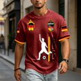 thumbnail image 7 of Soccer Cup 2026 Jersey for Men, Crew Neck Short Sleeve Deutschland Kicker Graphic Tee with Waffle Knit - Breathable Athletic Top Wine L, 7 of 7