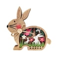 thumbnail image 1 of Wosthever Conejito de madera de Pascua con estatua de conejo de madera ligera, decoración de escritorio de madera, conejito de Pascua Kits de decoración para fiestas, 1 of 6