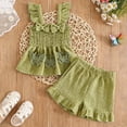 thumbnail image 2 of Xyant Toddler Baby Girl Clothes Knit Floral Fly Sleeve Tops Shorts Cute Summer Spring Outfits Infant Baby Girl Clothing Set (Green,12-18 Months), 2 of 7