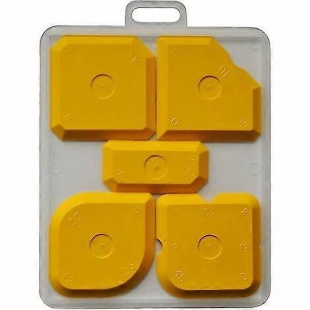 Set Of 5 Professional Spatulas, Silicone And Acrylic-Squeegee For Perfect Joints-Yellow