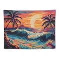 thumbnail image 5 of Chilfamy Wave Tapestry Trippy Sun Tapestry Neon Palm Tree Wall Tapestry Mountain Tapestry Vintage Sunrise Sunset Tapestry Retro Ocean Sea Beach Landscape Tapestry Wall Hanging for Room Painting, 5 of 6