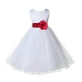 thumbnail image 2 of Ekidsbridal White Tulle Rattail Edge Flower Girl Dresses Wedding Pageant Junior Bridesmaid Easter Summer Ballroom Gown 829T M, 2 of 3