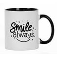 thumbnail image 1 of Inkdotpot Smile Always 11oz CeramicCoffeeMug Positive Inspirational Quotes Gift For Employee Boss Coworkers -Black, 1 of 6