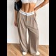 thumbnail image 5 of Pantalones Anchos de Cintura Alta para Mujer, para y Otoño. Pantalones Informales de Trabajo y Negocios. Caqui M, 5 of 9