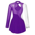thumbnail image 4 of YONGHS Women Glitter Rhinestone Figure Skating Dress Ice Roller Ballet Leotard Performance Costume Purple M, 4 of 7