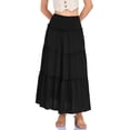 thumbnail image 4 of oqasdz Maxi Skirts for Women Casual Elegant High Waisted A Line Flowy Ruffles Solid Color Tiered Thin Breathable Formal Long Skirt, 4 of 7