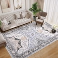 thumbnail image 2 of HOMERRY 9' x 12' Area Rug for Living Room Washable Bedroom Distressed Boho Floral Carpet, Blue, 2 of 6