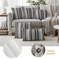 thumbnail image 6 of Black Grey Brown Striped Outdoor Waterproof Pillow Covers, Modern Stripes Art Farmhouse Decorative Rectangle Throw Pillowcase Sofa Cushion Sham for Patio/Couch/Chair, 20"x12" 2 Pack, 6 of 8
