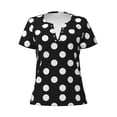 thumbnail image 4 of Wukai Black and White Polka Dot Casual V-Neck Graphic Tees for Women: Lightweight and Breathable Summer Tops with Stylish Design-Large, 4 of 8