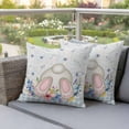 thumbnail image 4 of Easter Rabbit Pillow Covers 2 Pack Spring Pink Blue Flowers Egg Bunny Tail Blue Plaid Floral Texture Pillowcase Waterproof Outdoor Throw Pillow Cover for Patio Garden Square Cushion 24”x24”, 4 of 9