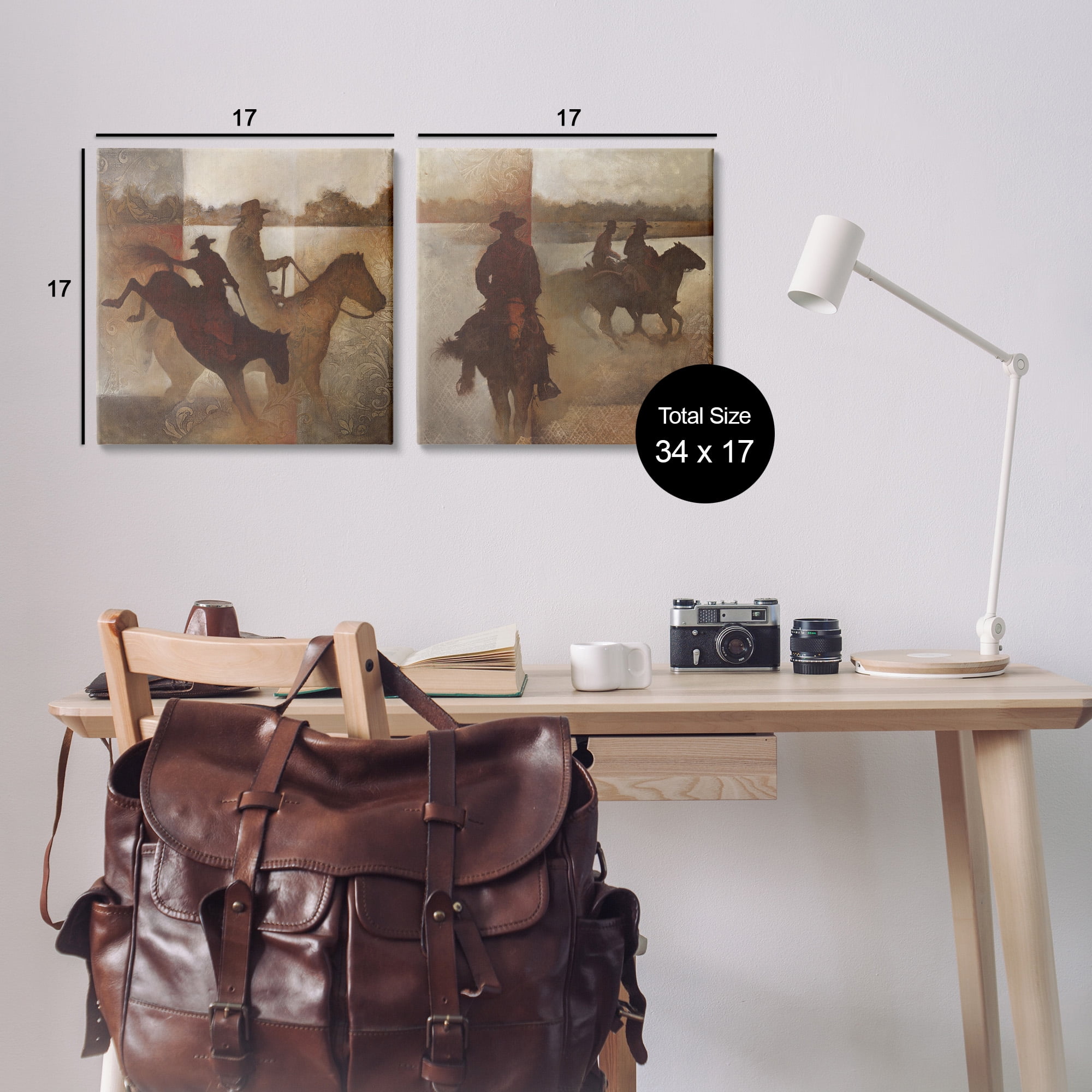 Stupell Industries Rodeo Cowboy Silhouette Animals & Insects Painting Gallery Wrapped Canvas Art Print Wall Art, 17 x 17, Set of 2