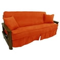 thumbnail image 2 of Blazing Needles Solid Microsuede Double Corded 8" to 9" Futon Slipcover Set with 2 Throw Pillows (Set of 3), Full, Tangerine Dream, 2 of 2