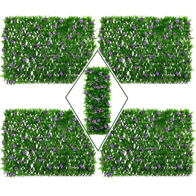 Doeworks Expandable Fence Privacy Screen For Balcony Patio Outdoor 4Pcs Faux Ivy Fencing Panel For Backdrop Garden Backyard Home Decorations
