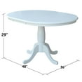 thumbnail image 3 of 36" Round Solid Wood Pedestal Dining Table With 12" Extension Leaf in White by International Concepts, 3 of 102